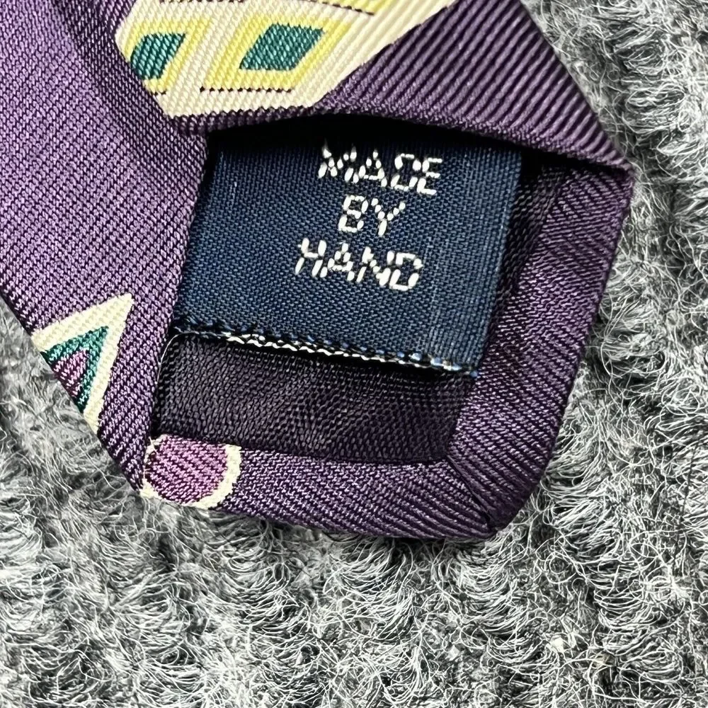 VTG‎ Polo by Ralph Lauren Mens 100% Silk Neck Tie Purple Diagonal Diamond Design